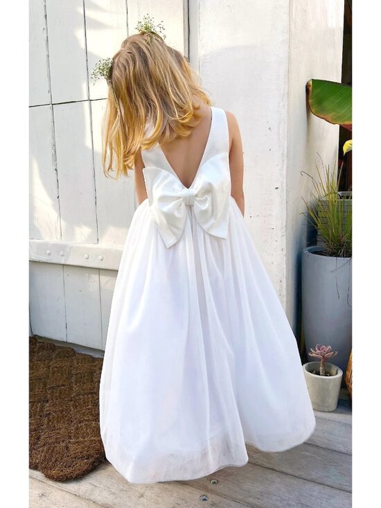 Mumu Mini Other - Mumu Mini Girls show me your mumu Sleeveless White Tulle Bow flower girl Dress 6